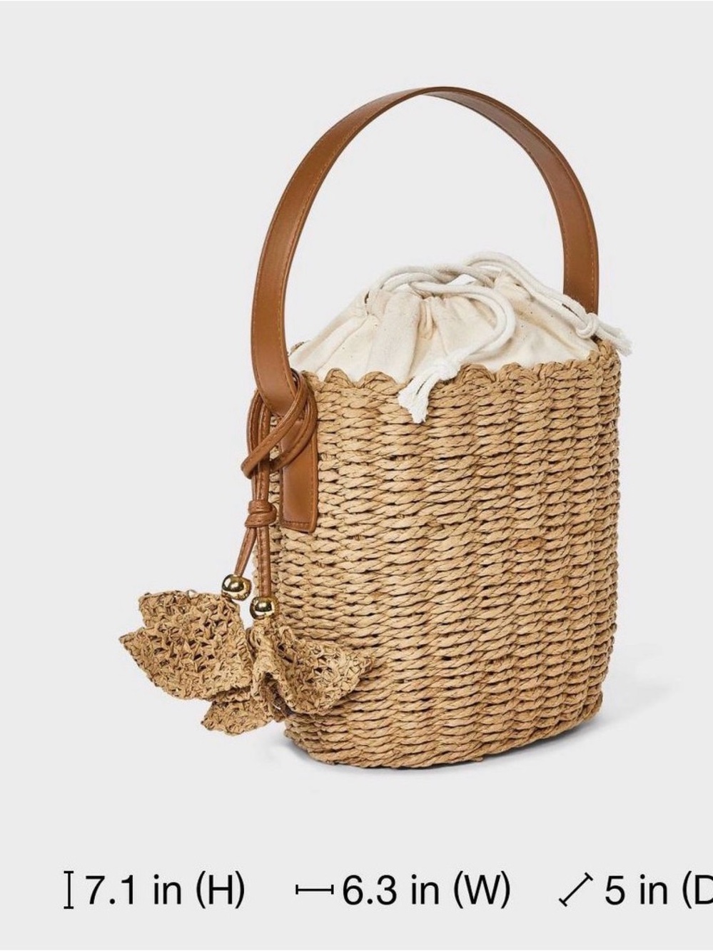 Universal Thread Straw Drawstring Bucket Bag - Picture 11 of 11